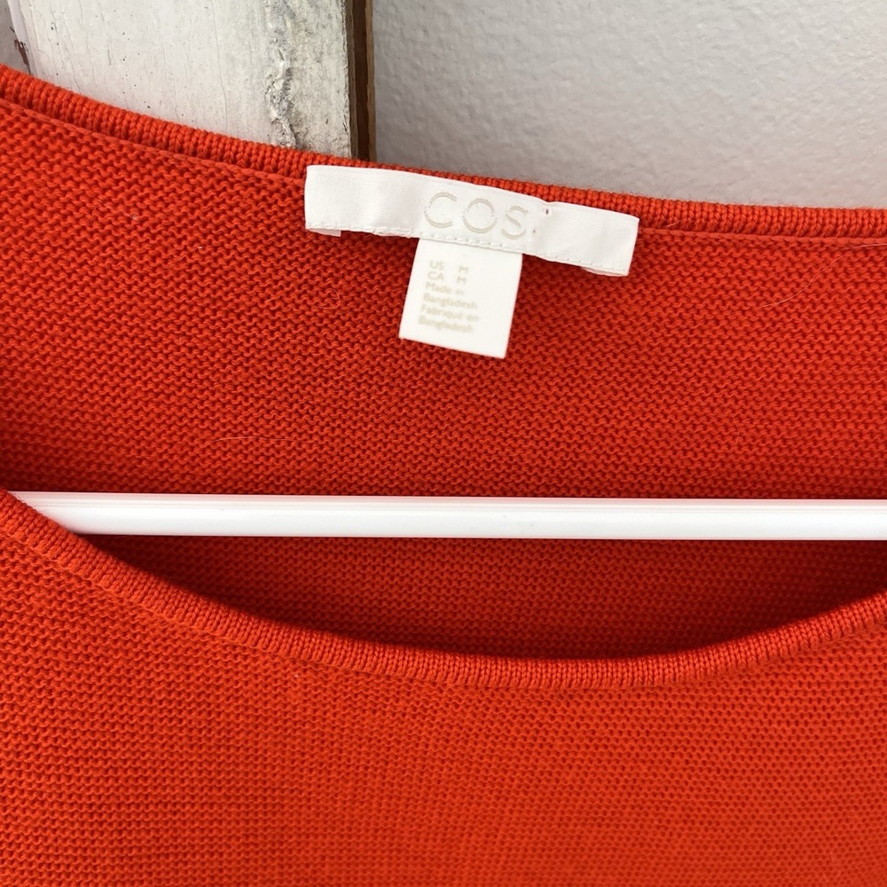 COS 100% Merino Wool Sweater Pockets Red Quiet Luxury Minimalist Capsule Sz M - Picture 5 of 7